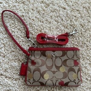 Coach Wristlet with Hearts, Never Used!